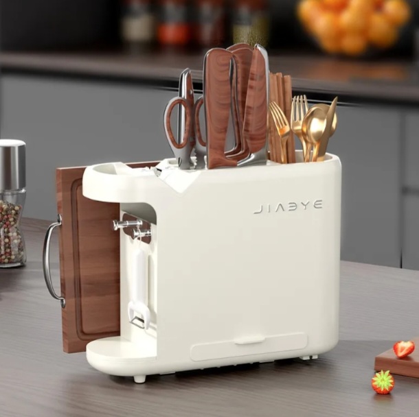 Premium Kitchen Knife & Utensil Organizer with Built-in Sharpener